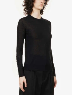 Joseph Cashair Regular-fit Cashmere-knit Jumper -Ted Bakee Clothing Shop R03900696 BLACK ALT02