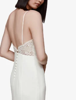 Whistles Sylvie Embroidered Lace And Crepe Wedding Dress -Ted Bakee Clothing Shop R03904110 CREAM ALT04