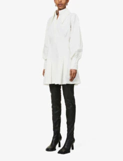 Oversized-collar Crepe Mini Dress -Ted Bakee Clothing Shop R03913527 WHITE ALT02