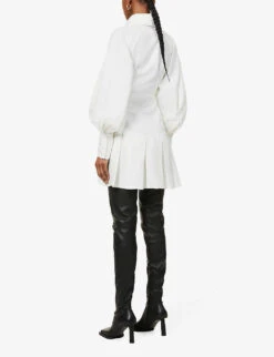 Oversized-collar Crepe Mini Dress -Ted Bakee Clothing Shop R03913527 WHITE ALT03