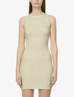 Slim-fit Ribbed Stretch-cotton Mini Dress -Ted Bakee Clothing Shop R03920630 BONE ALT02