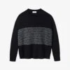 Sequin-embellished Striped Wool-blend Jumper