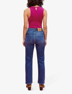 Maje Button-down High-rise Flared-leg Stretch-denim Jeans 5 Maje Button-down High-rise Flared-leg Stretch-denim Jeans -Ted Bakee Clothing Shop R03947780 BLEUS ALT02