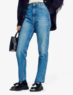 Sandro Clark Faded-wash Tapered High-rise Jeans -Ted Bakee Clothing Shop R03948122 BLEUS ALT02