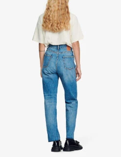 Sandro Clark Faded-wash Tapered High-rise Jeans -Ted Bakee Clothing Shop R03948122 BLEUS ALT03