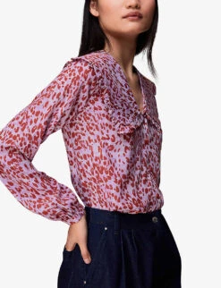 Whistles Summer Cheetah-print Woven Top -Ted Bakee Clothing Shop R03958300 MULTICOLOURED ALT02