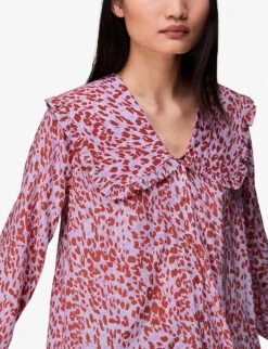 Whistles Summer Cheetah-print Woven Top -Ted Bakee Clothing Shop R03958300 MULTICOLOURED ALT04