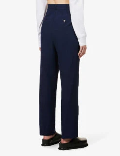 Bea Tapered-leg High-rise Stretch-woven Trousers -Ted Bakee Clothing Shop R03958768 MIDNIGHTBLUE ALT03