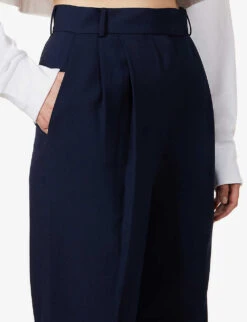 Bea Tapered-leg High-rise Stretch-woven Trousers -Ted Bakee Clothing Shop R03958768 MIDNIGHTBLUE ALT04