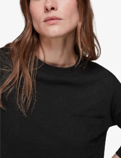 Whistles Relaxed-fit Patch-pocket Cotton-jersey T-shirt -Ted Bakee Clothing Shop R03959798 BLACK ALT05