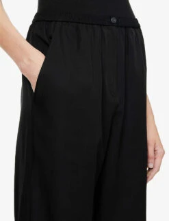 Joseph Taio High-rise Silk And Cotton-blend Trousers -Ted Bakee Clothing Shop R03963514 BLACK ALT04