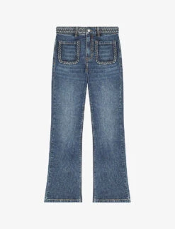 Maje Platano Flared Braided-trim Stretch-denim Jeans