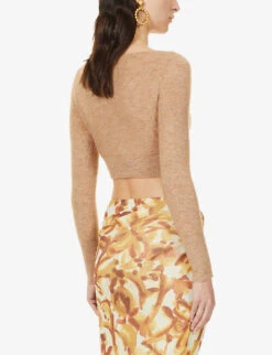 Jacquemus Le Cardigan Alzou V-neck Mohair-blend Cardigan -Ted Bakee Clothing Shop R03972589 BEIGE ALT03