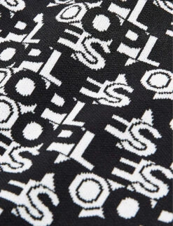 THE KOOPLES Logo-pattern Cropped Stretch-knit Vest Top -Ted Bakee Clothing Shop R03977107 BLA09 ALT04