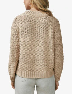Oversized Stitch-knit Organic Cotton-blend Jumper -Ted Bakee Clothing Shop R03981997 NATURAL ALT03