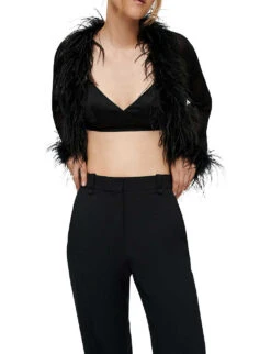 Maje Patio Wide-leg Elasticated-back Wool-blend Suit Trousers -Ted Bakee Clothing Shop R03991140 NOIRGRIS ALT04