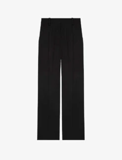 Maje Patio Wide-leg Elasticated-back Wool-blend Suit Trousers