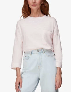 Whistles Round-neck Organic-cotton Top 7 Whistles Round-neck Organic-cotton Top -Ted Bakee Clothing Shop R03998297 PALEPINK ALT02