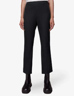Whistles Gracy Flared-leg Mid-rise Stretch-cotton Trousers -Ted Bakee Clothing Shop R04004974 BLACK ALT02