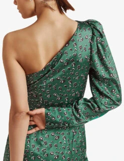 By Malina Anne Leopard-print Satin Midi Dress -Ted Bakee Clothing Shop R04005544 GREENLEO ALT04