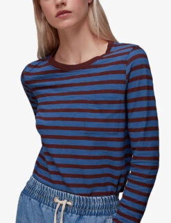 Whistles Stripe-print Crew-neck Cotton Top -Ted Bakee Clothing Shop R04007148 MULTICOLOURED ALT02