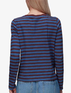 Whistles Stripe-print Crew-neck Cotton Top -Ted Bakee Clothing Shop R04007148 MULTICOLOURED ALT03