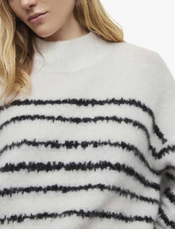 AllSaints Rosa Striped Stretch-woven Jumper -Ted Bakee Clothing Shop R04008736 CHALKWHITEBL ALT04