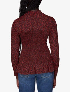 Whistles Pansy-print Shirred-detail Cotton Top -Ted Bakee Clothing Shop R04031883 MULTICOLOURED ALT03