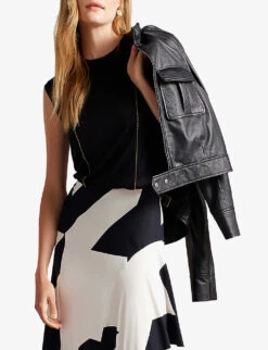 Ted Baker Kimye Chain-detail Woven Top 6 Ted Baker Kimye Chain-detail Woven Top -Ted Bakee Clothing Shop R04031938 BLACK ALT02