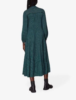 Whistles Vertical-dash Print Woven Trapeze Midi Dress -Ted Bakee Clothing Shop R04055746 MULTICOLOURED ALT03