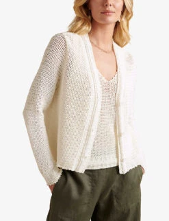 Crochet Cotton Cardigan 7 Crochet Cotton Cardigan -Ted Bakee Clothing Shop R04056817 PORCELAIN ALT02