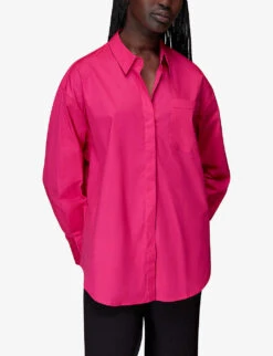Whistles Collared Oversized-fit Cotton Shirt 9 Whistles Collared Oversized-fit Cotton Shirt -Ted Bakee Clothing Shop R04058499 PINK ALT04