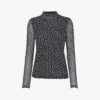 Whistles Spot-print Roll-neck Mesh Recycled-polyester Top