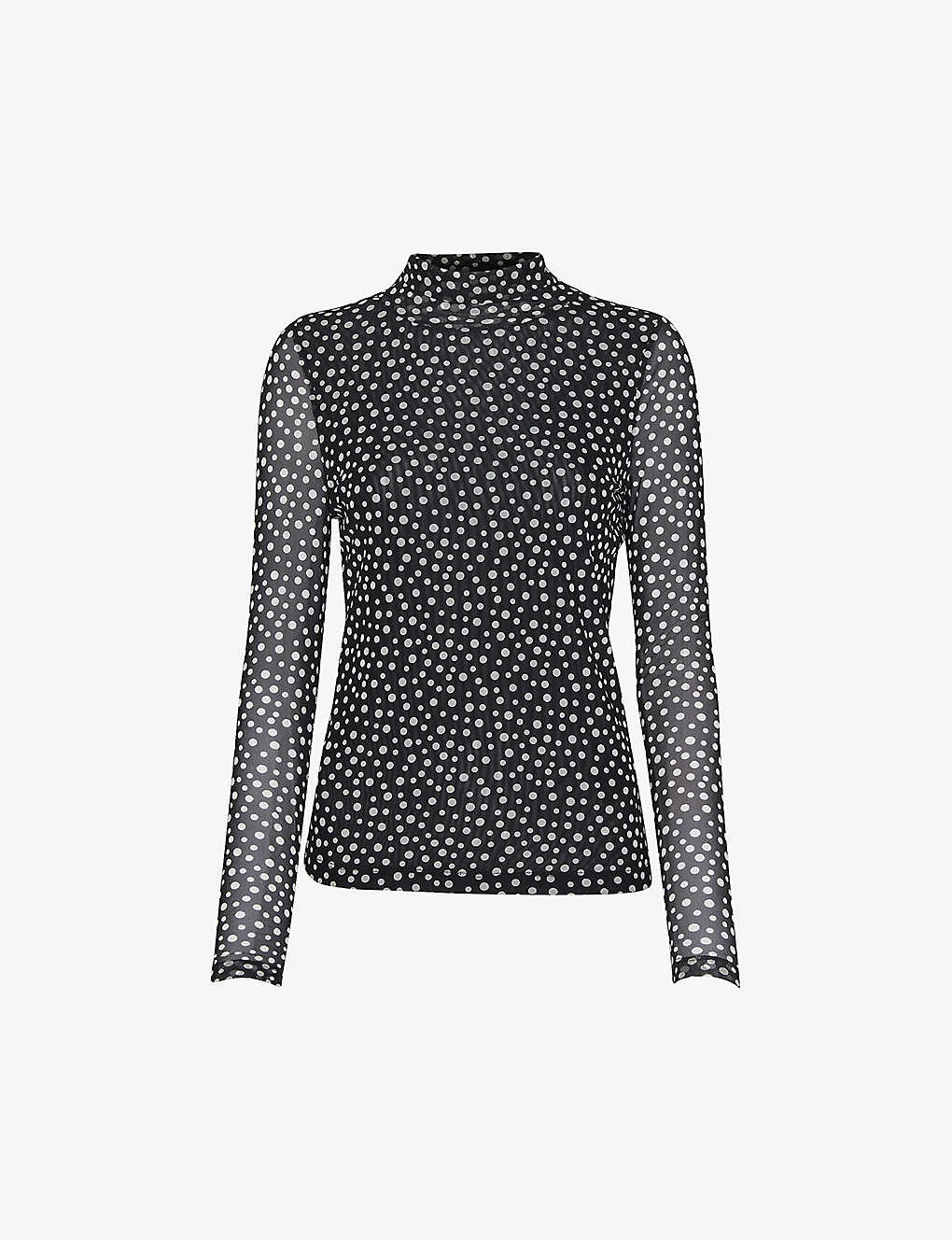 Whistles Spot-print Roll-neck Mesh Recycled-polyester Top 1 Whistles Spot-print Roll-neck Mesh Recycled-polyester Top