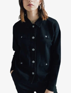 Ikks Long Sleeve Denim Cardigan -Ted Bakee Clothing Shop R04063177 BLACK ALT02