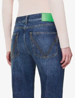 Bottega Veneta Contrast-patch Flared-leg High-rise Jeans -Ted Bakee Clothing Shop R04064579 MIDBLUE ALT04