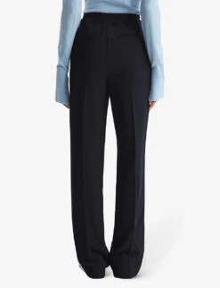 Reiss Hailey Wide-leg High-rise Woven Trousers -Ted Bakee Clothing Shop R04068069 NAVY ALT03