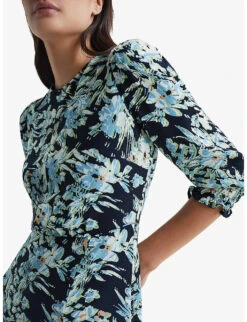 Reiss Annie Floral-print Woven Mini Dress -Ted Bakee Clothing Shop R04068091 NAVYBLUE ALT04