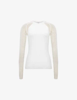 Reiss Maria Sheer-sleeve Stretch-knit Jumper