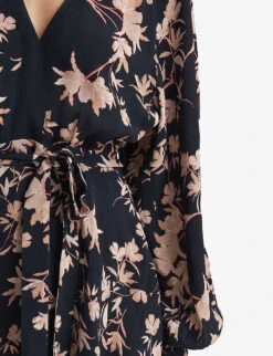 Reiss Kerina Floral-print Woven Mini Dress -Ted Bakee Clothing Shop R04068332 PINKBLACK ALT04