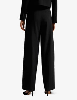 Ted Baker Indiyat Pleated Wide-leg High-rise Stretch-woven Trousers -Ted Bakee Clothing Shop R04070395 BLACK ALT03