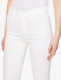 MOTHER The Weekender Frayed-hem High-rise Stretch-denim Jeans -Ted Bakee Clothing Shop R04074465 FAIRESTOFTHEMALL ALT04