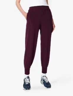 Sweaty Betty Repose Luxe 29 Stretch-fleece Jogging Bottoms -Ted Bakee Clothing Shop R04074877 PLUMRED ALT02