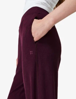 Sweaty Betty Repose Luxe 29 Stretch-fleece Jogging Bottoms -Ted Bakee Clothing Shop R04074877 PLUMRED ALT04