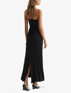 Reiss Lana Plunge Halter-neck Woven Maxi Dress -Ted Bakee Clothing Shop R04075242 BLACK ALT03