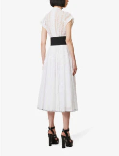 ALAIA Broderie-patterned Belted Regular-fit Cotton Maxi Dress -Ted Bakee Clothing Shop R04076414 BLANC ALT03
