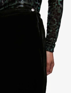 Whistles Wide-leg High-rise Velvet Trousers -Ted Bakee Clothing Shop R04077198 BLACK ALT04