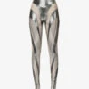 Mugler Mesh-panel Slim-fit High-rise Stretch-woven Leggings