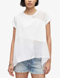 AllSaints Zala Organic Cotton And Recycled Polyester-blend Top -Ted Bakee Clothing Shop R04081516 CHALKWHITE ALT02