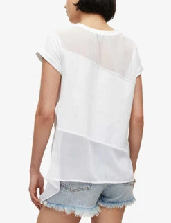 AllSaints Zala Organic Cotton And Recycled Polyester-blend Top -Ted Bakee Clothing Shop R04081516 CHALKWHITE ALT03